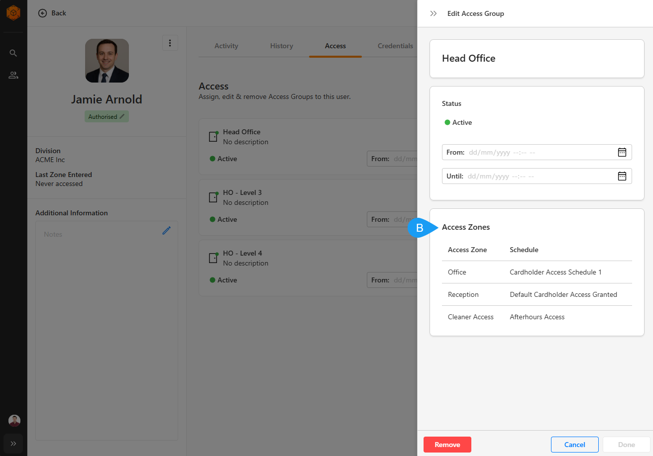 Command Centre Web Access Group Visibility in Access Zones