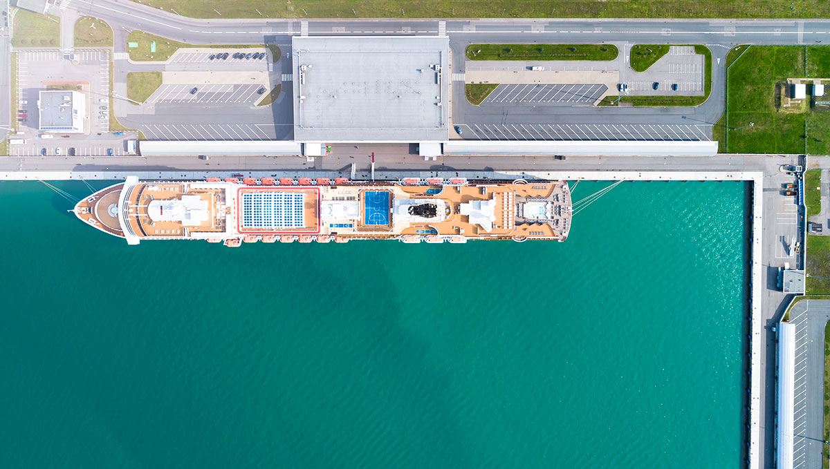 Cruise shipped docked at terminal