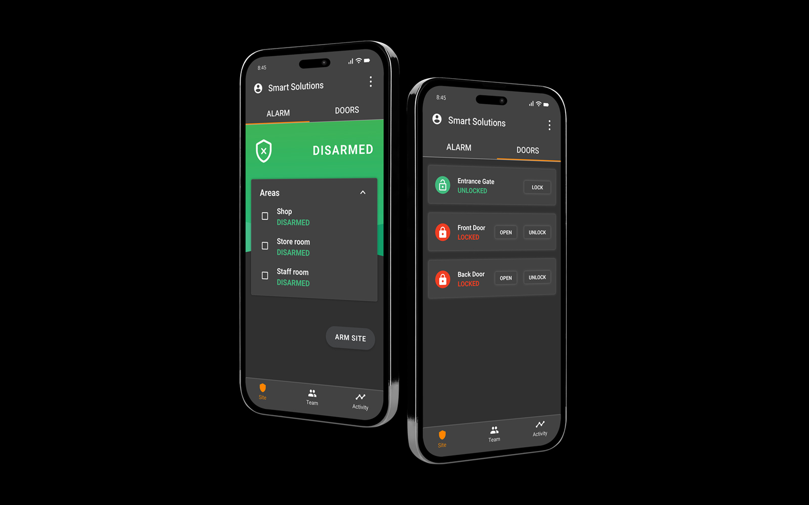 SMB app screenshot - Disarmed, black background